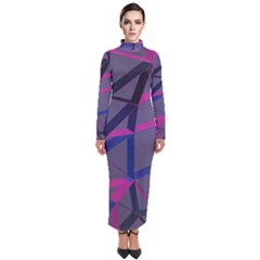 3d Lovely Geo Lines Turtleneck Maxi Dress