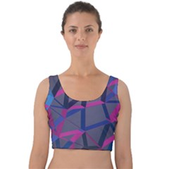 3d Lovely Geo Lines Velvet Crop Top by Uniqued