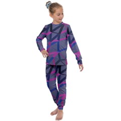 3d Lovely Geo Lines Kids  Long Sleeve Set 