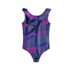 3d Lovely Geo Lines Kids  Frill Swimsuit