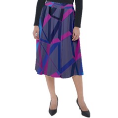 3d Lovely Geo Lines Classic Velour Midi Skirt  by Uniqued