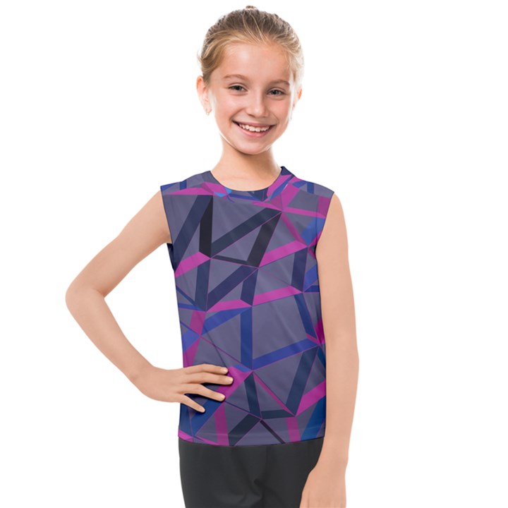 3d Lovely Geo Lines Kids  Mesh Tank Top