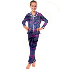 3d Lovely Geo Lines Kid s Satin Long Sleeve Pajamas Set by Uniqued