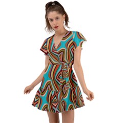 Digitalart Flutter Sleeve Wrap Dress