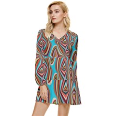 Digitalart Tiered Long Sleeve Mini Dress