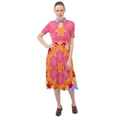 Digitalart Keyhole Neckline Chiffon Dress