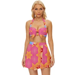 Digitalart Vintage Style Bikini Top And Skirt Set 