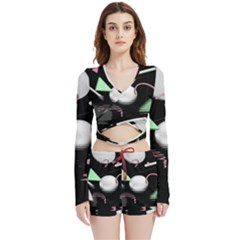 Digitalart Velvet Wrap Crop Top And Shorts Set