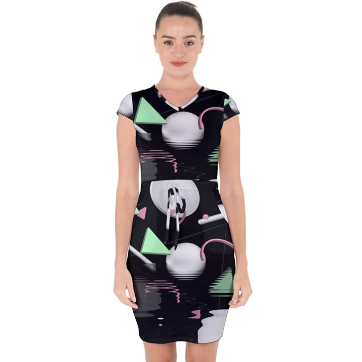 Digitalart Capsleeve Drawstring Dress 