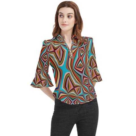 Digitalart Loose Horn Sleeve Chiffon Blouse by Sparkle