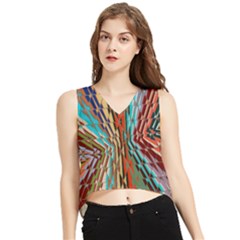 Digital Illusion V-neck Cropped Tank Top by Sparkle