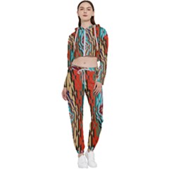 Digital Illusion Cropped Zip Up Lounge Set