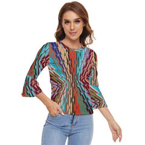 Digital Illusion Bell Sleeve Top by Sparkle