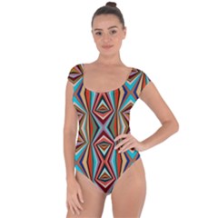 Digital Illusion Short Sleeve Leotard 