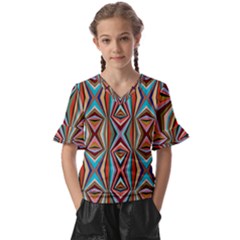 Digital Illusion Kids  V-neck Horn Sleeve Blouse