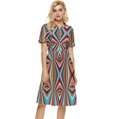 Digital Illusion Button Top Knee Length Dress