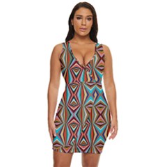 Digital Illusion Draped Bodycon Dress