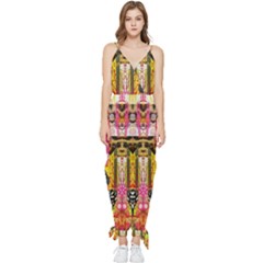 Digital Illusion Sleeveless Tie Ankle Jumpsuit by Sparkle