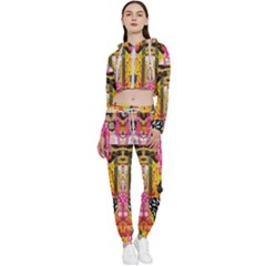 Digital Illusion Cropped Zip Up Lounge Set