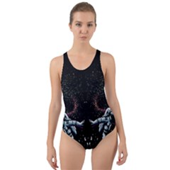 Digital Illusion Cut-out Back One Piece Swimsuit by Sparkle