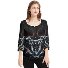 Digital Illusion Chiffon Quarter Sleeve Blouse by Sparkle