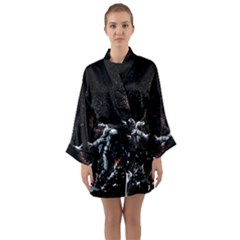 Digital Illusion Long Sleeve Satin Kimono by Sparkle