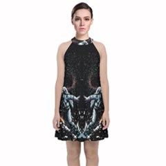 Digital Illusion Velvet Halter Neckline Dress  by Sparkle