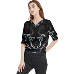 Digital Illusion Quarter Sleeve Blouse