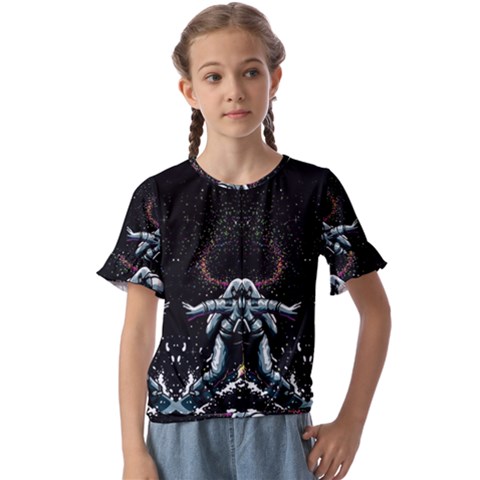 Digital Illusion Kids  Cuff Sleeve Scrunch Bottom Tee by Sparkle