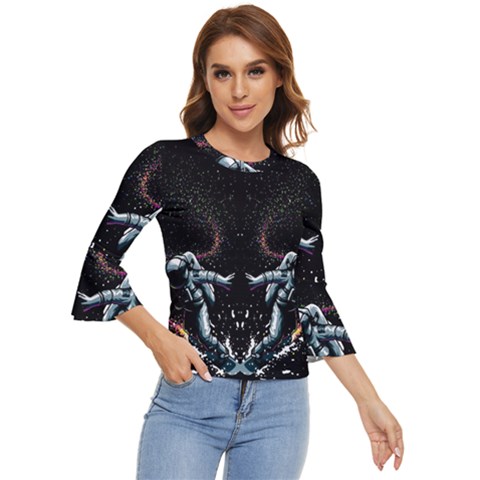 Digital Illusion Bell Sleeve Top by Sparkle