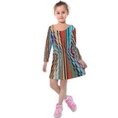 Digital Illusion Kids  Long Sleeve Velvet Dress by Sparkle