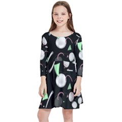 Digital Illusion Kids  Quarter Sleeve Skater Dress