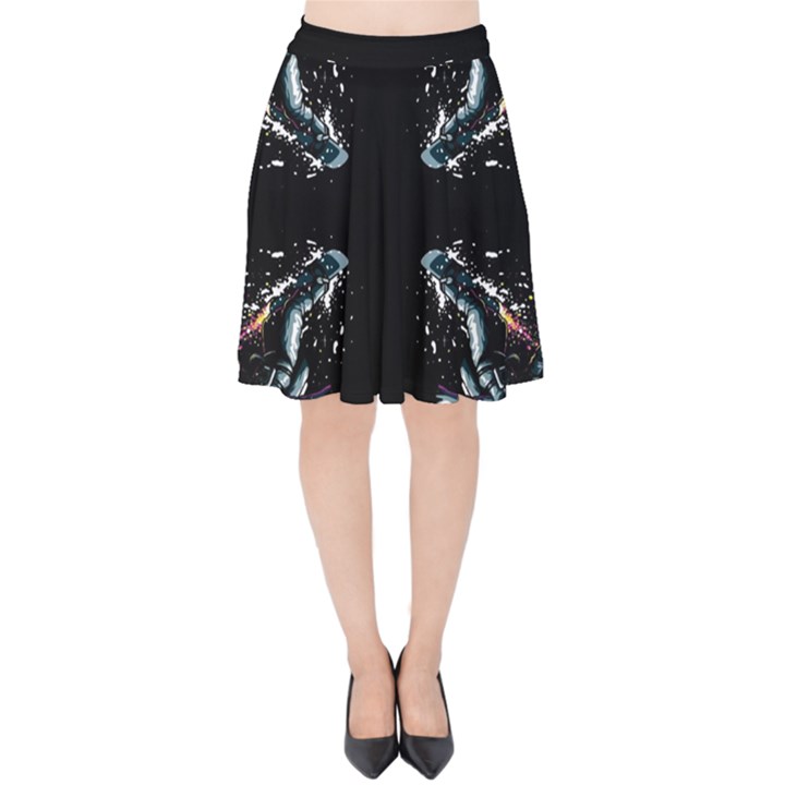 Digital Illusion Velvet High Waist Skirt