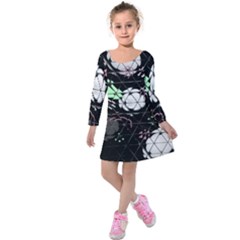 Digital Illusion Kids  Long Sleeve Velvet Dress by Sparkle