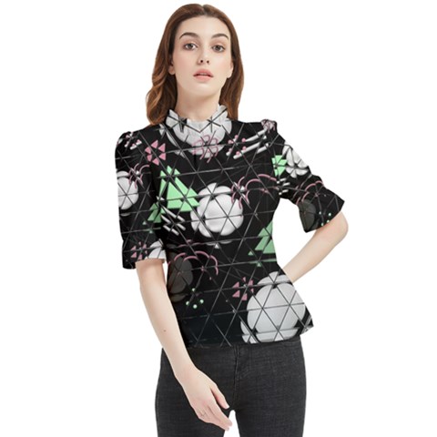 Digital Illusion Frill Neck Blouse by Sparkle