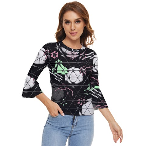 Digital Illusion Bell Sleeve Top by Sparkle