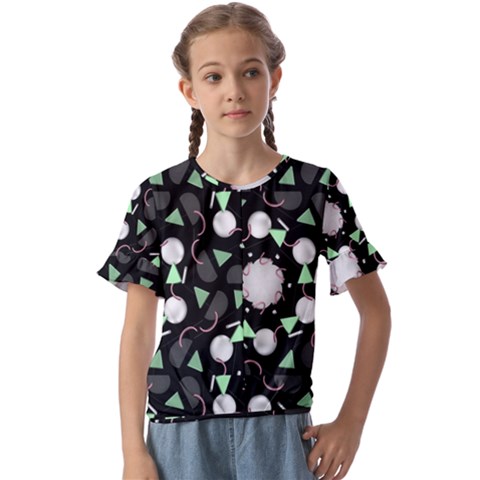 Digital Illusion Kids  Cuff Sleeve Scrunch Bottom Tee by Sparkle