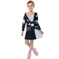 Digital Illusion Kids  Long Sleeve Velvet Dress by Sparkle