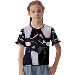 Digital Illusion Kids  Cuff Sleeve Scrunch Bottom Tee