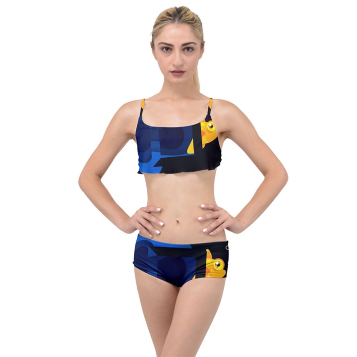 Digital Illusion Layered Top Bikini Set