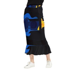 Digital Illusion Maxi Fishtail Chiffon Skirt