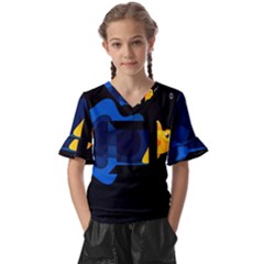 Digital Illusion Kids  V-neck Horn Sleeve Blouse by Sparkle