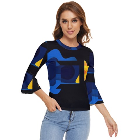 Digital Illusion Bell Sleeve Top by Sparkle