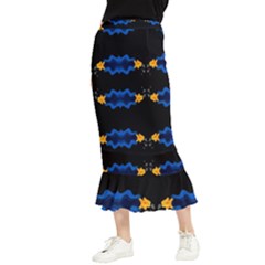 Digital Illusion Maxi Fishtail Chiffon Skirt