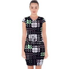 Digital Illusion Capsleeve Drawstring Dress 