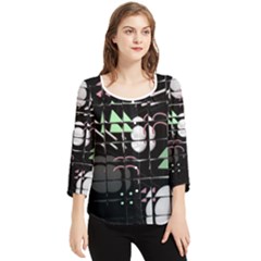 Digital Illusion Chiffon Quarter Sleeve Blouse