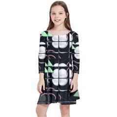 Digital Illusion Kids  Quarter Sleeve Skater Dress by Sparkle