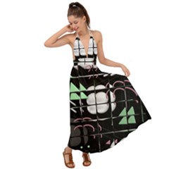 Digital Illusion Backless Maxi Beach Dress