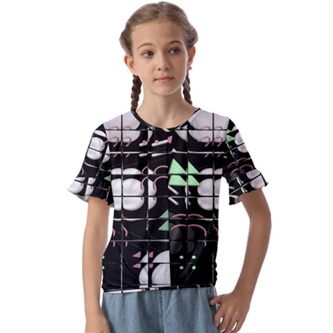 Digital Illusion Kids  Cuff Sleeve Scrunch Bottom Tee by Sparkle