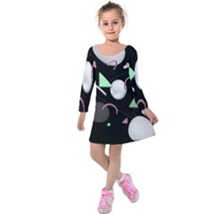 Digital Illusion Kids  Long Sleeve Velvet Dress by Sparkle